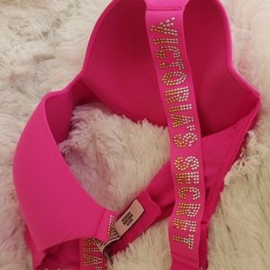 Pink victorias secret bra with rhinestone VS